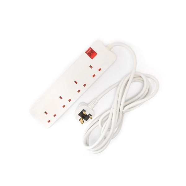 توصيلة كهرباء من Legrand بـ 4 مخارج، طول كابل 5 متر، مزودة بحماية للأطفال ومفتاح تشغيل/إيقاف مضيء - ابيض