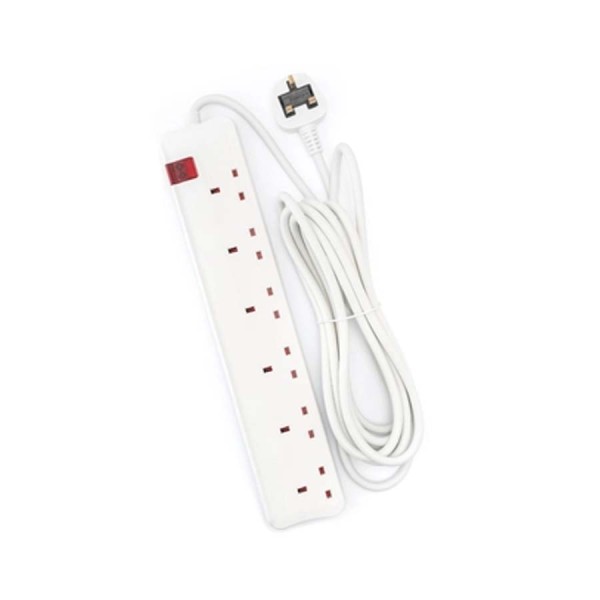 Power Extension LEGRAND 6 power sockets ,3-meter cable length ,Child safety shutters ,lluminated ON/OFF switch - White