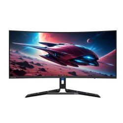 شاشة العاب احترافية Lenovo Legion R34w-30, مقاس 34 بوصة مع لوحة VA,  دقة WQHD (3440 × 1440), معدل تحديث 180Hz , زمن استجابة 0.5ms, دعم AMD FreeSync, سبيكر - أسود 