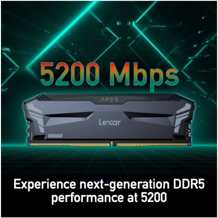 MEMORY DESKTOP LEXAR ARES 32GB (2X16GB) DDR5 5200MHz, CL38, intel XMP 3.0 - SILVER MEMORY DESKTOP LEXAR ARES 32GB (2X16GB) DDR5 5200MHz, CL38, intel XMP 3.0 - SILVER