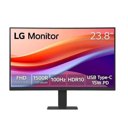 شاشة إل جي LG منحنية مقاس 24" - دقة FHD - لوحة VA - تردد 100Hz - دعم HDR10 - منفذ USB-C شاشة إل جي LG منحنية مقاس 24" - دقة FHD - لوحة VA - تردد 100Hz - دعم HDR10 - منفذ USB-C