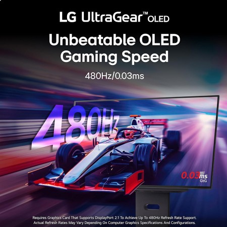 شاشة قيمنق ألعاب إل جي27GX790A-B مقاس 27" - دقة 2K QHD - لوحة OLED - تردد 480Hz - استجابة 0.03ms