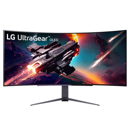 شاشة العاب احترافية LG UltraGear 45GS96QB-B، بشاشة OLED منحنية 800R، دقة WQHD 3440×1440، معدل تحديث 240Hz، زمن استجابة 0.03ms، USB Type-C، وسماعات مدمجة