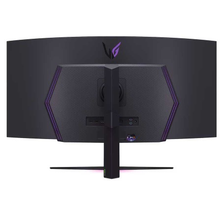 شاشة العاب احترافية LG UltraGear 45GS96QB-B، بشاشة OLED منحنية 800R، دقة WQHD 3440×1440، معدل تحديث 240Hz، زمن استجابة 0.03ms، USB Type-C، وسماعات مدمجة