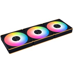 مراوح احترافية LIAN LI UNI FAN CL Wireless, تشمل 3 مراوح 120 مم, منطقتا إضاءة ARGB منفصلتان,  تحكم لاسلكي كامل L-Wireless, تصميم متشابك مغناطيسي Interlocking - أسود 