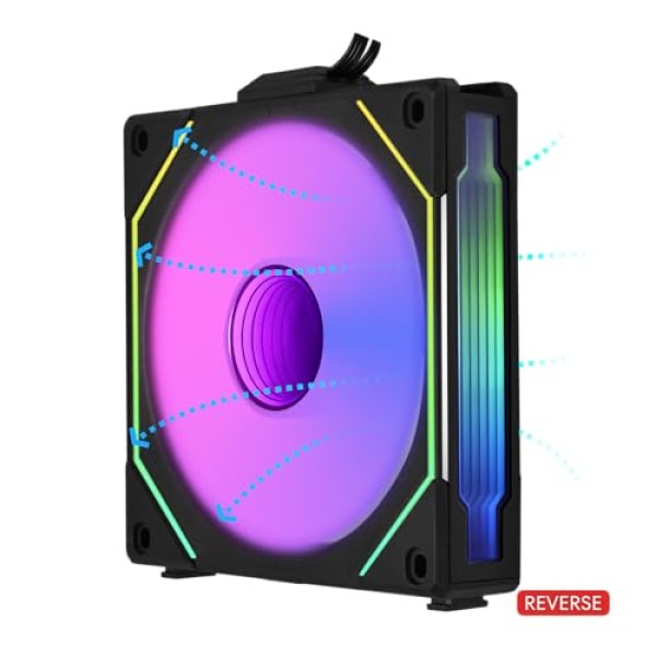 مرواح ليان لي UNI FAN SL INFINITY 120 Reverse Blade, ثلاث مراوح مضيئة مقاس 120 ملم بتصميم شفرة عكسية, متوافقة مع برنامج L-Connect 3 - أسود