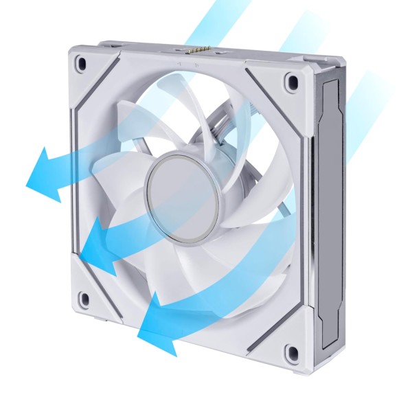 مرواح ليان لي UNI FAN SL INFINITY 120 Reverse Blade, ثلاث مراوح مضيئة مقاس 120 ملم بتصميم شفرة عكسية, متوافقة مع برنامج L-Connect 3 - أبيض