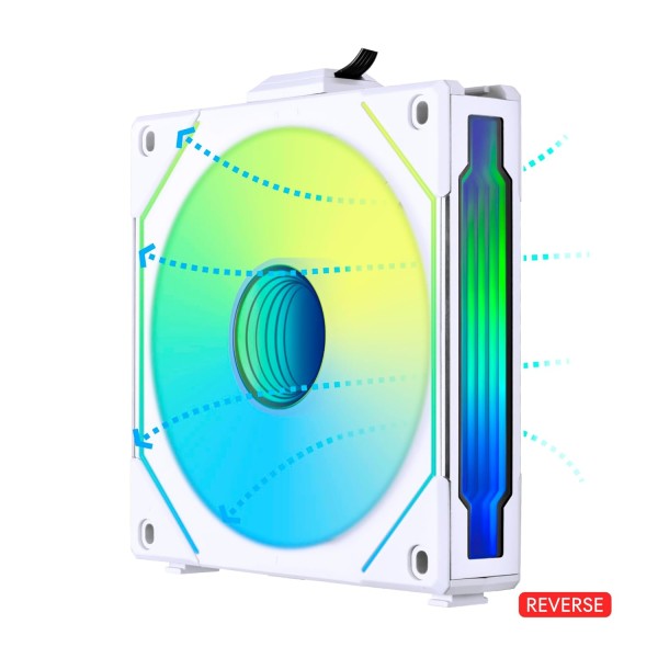 مرواح ليان لي UNI FAN SL INFINITY 120 Reverse Blade, ثلاث مراوح مضيئة مقاس 120 ملم بتصميم شفرة عكسية, متوافقة مع برنامج L-Connect 3 - أبيض