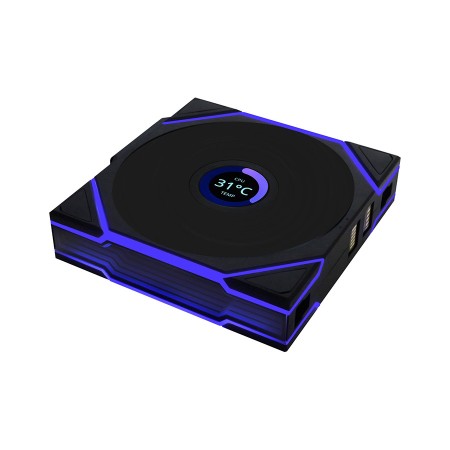 مروحة ليان لي LIAN LI UNI FAN TL WIRELESS LCD 120 REVERSE BLADE, تصميم بشفرات عكسية, شاشة LCD مدمجة, حجم 120 مم, اتصال لاسلكي 2.4Ghz للتحكم بالإضاءة - أسود مروحة ليان لي LIAN LI UNI FAN TL WIRELESS LCD 120 REVERSE BLADE, تصميم بشفرات عكسية, شاشة LCD مدمجة, حجم 120 مم, اتصال لاسلكي 2.4Ghz للتحكم بالإضاءة - أسود