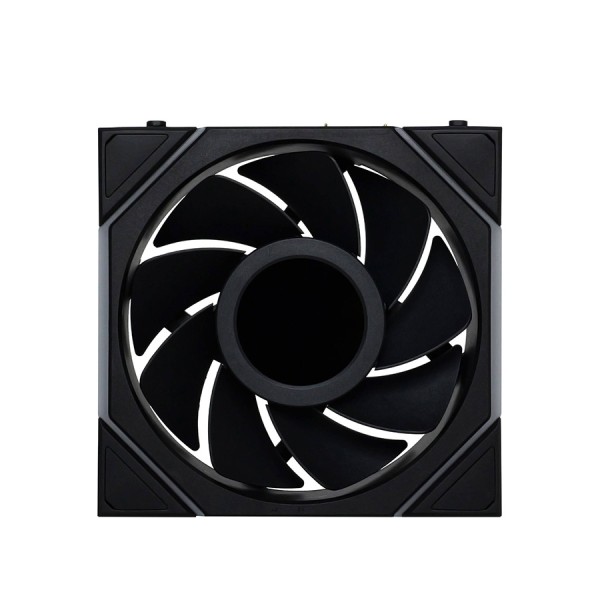 مروحة ليان لي LIAN LI UNI FAN TL WIRELESS LCD 120 REVERSE BLADE, تصميم بشفرات عكسية, شاشة LCD مدمجة, حجم 120 مم, اتصال لاسلكي 2.4Ghz للتحكم بالإضاءة - أسود