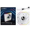 مروحة ليان لي LIAN LI UNI FAN TL WIRELESS LCD 120 REVERSE BLADE, تصميم بشفرات عكسية, شاشة LCD مدمجة, حجم 120 مم, اتصال لاسلكي 2.4Ghz للتحكم بالإضاءة - أبيض