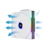 مروحة ليان لي LIAN LI UNI FAN TL WIRELESS LCD 120 REVERSE BLADE, تصميم بشفرات عكسية, شاشة LCD مدمجة, حجم 120 مم, اتصال لاسلكي 2.4Ghz للتحكم بالإضاءة - أبيض