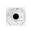 مروحة ليان لي LIAN LI UNI FAN TL WIRELESS LCD 120 REVERSE BLADE, تصميم بشفرات عكسية, شاشة LCD مدمجة, حجم 120 مم, اتصال لاسلكي 2.4Ghz للتحكم بالإضاءة - أبيض