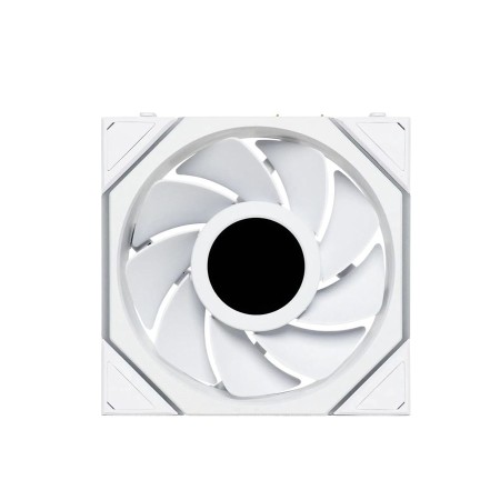 مروحة ليان لي LIAN LI UNI FAN TL WIRELESS LCD 120 REVERSE BLADE, تصميم بشفرات عكسية, شاشة LCD مدمجة, حجم 120 مم, اتصال لاسلكي 2.4Ghz للتحكم بالإضاءة - أبيض