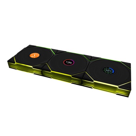 Lian Li UNI FAN TL Wireless LCD Reverse Blade, 3 × 120 mm RGB Fans, Integrated 1.6-inch LCD screen, Wireless controller - Black Lian Li UNI FAN TL Wireless LCD Reverse Blade, 3 × 120 mm RGB Fans, Integrated 1.6-inch LCD screen, Wireless controller - Black