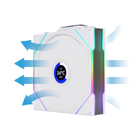 Lian Li UNI FAN TL Wireless LCD Reverse Blade, 3 × 120 mm RGB Fans, Integrated 1.6-inch LCD screen, Wireless controller - White Lian Li UNI FAN TL Wireless LCD Reverse Blade, 3 × 120 mm RGB Fans, Integrated 1.6-inch LCD screen, Wireless controller - White