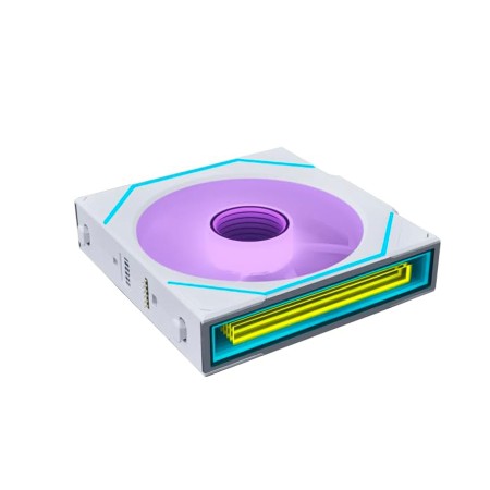 مروحة ليان لي LIAN LI UNI FAN  SL-INF Wireless 120 ARGB, اخراج هواء,  امكانية ربط عدة مراوح بسهولة (Daisy-chain), حجم 120 مم, اتصال لاسلكي 2.4Ghz للتحكم بالإضاءة - أبيض
