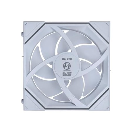 مروحة ليان لي LIAN LI UNI FAN  SL-INF Wireless 120 ARGB, اخراج هواء,  امكانية ربط عدة مراوح بسهولة (Daisy-chain), حجم 120 مم, اتصال لاسلكي 2.4Ghz للتحكم بالإضاءة - أبيض