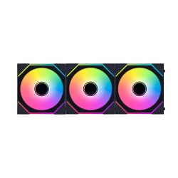 مراوح ليان لي LIAN LI UNI FAN SL-INF Wireless , ب 3 × مراوح 120 مم بإضاءة ARGB,  تأثير Infinity Mirror, تحكم متكامل عبر برنامج L-Connect 3,  تحكم لاسلكي لتقليل الكابلات - أسود