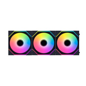 مراوح ليان لي LIAN LI UNI FAN SL-INF Wireless , ب 3 × مراوح 120 مم بإضاءة ARGB,  تأثير Infinity Mirror, تحكم متكامل عبر برنامج L-Connect 3,  تحكم لاسلكي لتقليل الكابلات - أسود