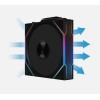 مروحة ليان لي UNI FAN TL Wireless , مروحة واحدة بحجم 120 مم بشفرات عادية, اتصال لاسلكي عبر منظومة L-Wireless, منطقتا إضاءة ARGB - أسود