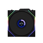 مراوح ليان لي Lian Li UNI FAN TL Wireless LCD , مروحة 120 مم بإضاءة ARGB, تصميم شفرات معكوس, شاشة LCD مدمجة مقاس 1.6 بوصة,  تحكم لاسلكي لتقليل الكابلات - أسود
