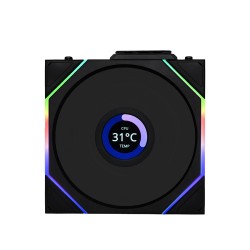مراوح ليان لي Lian Li UNI FAN TL Wireless LCD , مروحة 120 مم بإضاءة ARGB, تصميم شفرات معكوس, شاشة LCD مدمجة مقاس 1.6 بوصة,  تحكم لاسلكي لتقليل الكابلات - أسود