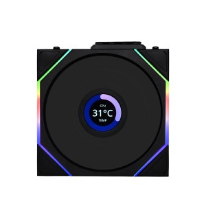 مراوح ليان لي Lian Li UNI FAN TL Wireless LCD , مروحة 120 مم بإضاءة ARGB, تصميم شفرات معكوس, شاشة LCD مدمجة مقاس 1.6 بوصة,  تحكم لاسلكي لتقليل الكابلات - أسود