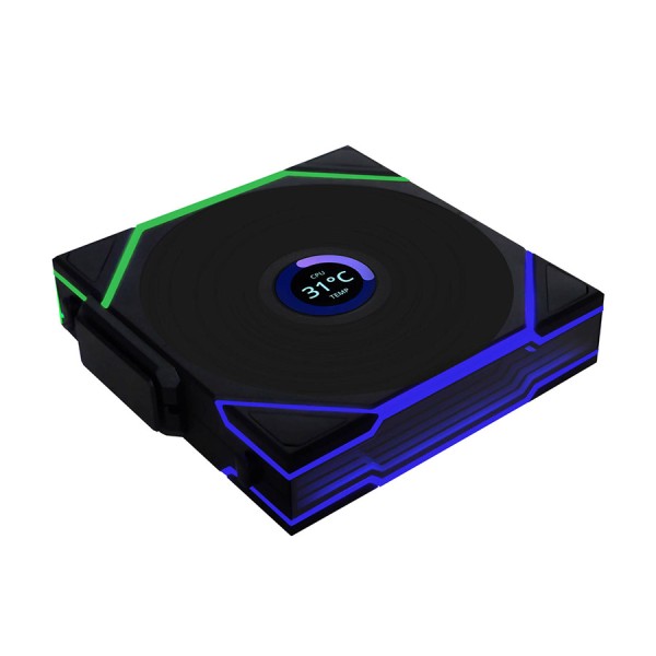 مراوح ليان لي Lian Li UNI FAN TL Wireless LCD , مروحة 120 مم بإضاءة ARGB, تصميم شفرات معكوس, شاشة LCD مدمجة مقاس 1.6 بوصة,  تحكم لاسلكي لتقليل الكابلات - أسود