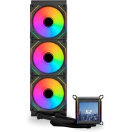 مبرد مائي احترافي LIAN LI GA II LCD SL-INF 360 ARGB, ريديتور 360 ملم مع 3 مراوح 120مم بإضاءة ARGB, شاشة LCD مدمجة,  متوافق مع معالجات AMD وIntel - أسود