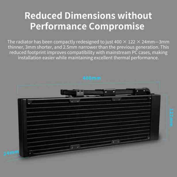Lian-Li Hydroshift II LCD-C360N Fanless Cooler, 2.1" IPS Display, Aluminum Alloy Radiator Material, Black
