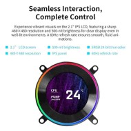 كولر ليان-لي هايدروشيفت II بدون مراوح LCD-C360N، شاشة IPS بحجم 2.1 بوصة، مادة المبرد من سبائك الألمنيوم، - أسود