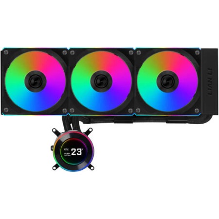 Lian Li HydroShift II LCD-C360CL 360 RGB AIO CPU Liquid Cooler, 360 mm AIO, triple 120 mm RGB fans, ARGB lighting, Support AMD and Intel Sockets - BLACK