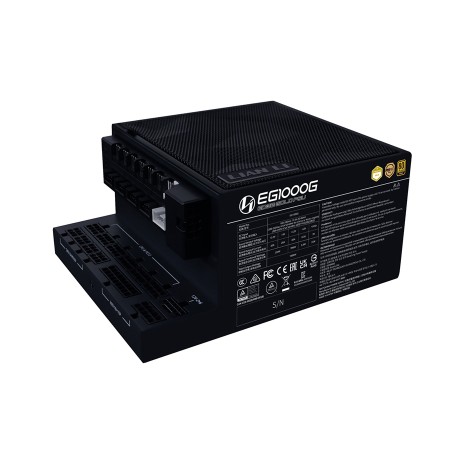 LIAN LI EG1000G Edge power supply, L-Shape design, 1000 watt, ATX 3.1, 80+ Gold efficiency, fully modular design - Black