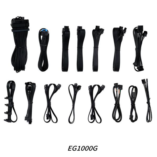 مزود طاقة LIAN LI EG1000G Edge, بقدرة 1000 واط, كفاءة 80+ Gold, تصميم L-Shape, دعم معيار ATX 3.1, كابلات قابلة للفصل Fully Modular لسهولة التركيب - أسود