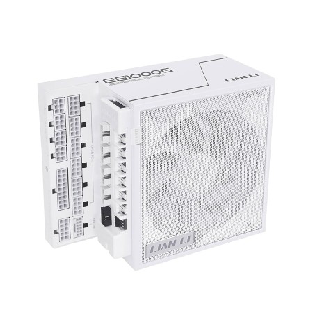 LIAN LI EG1000G Edge power supply, L-Shape design, 1000 watt, ATX 3.1, 80+ Gold efficiency, fully modular design - White