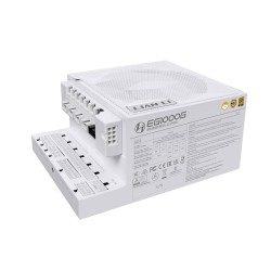 مزود طاقة LIAN LI EG1000G Edge, بقدرة 1000 واط, كفاءة 80+ Gold, تصميم L-Shape, دعم معيار ATX 3.1, كابلات قابلة للفصل Fully Modular لسهولة التركيب - أبيض