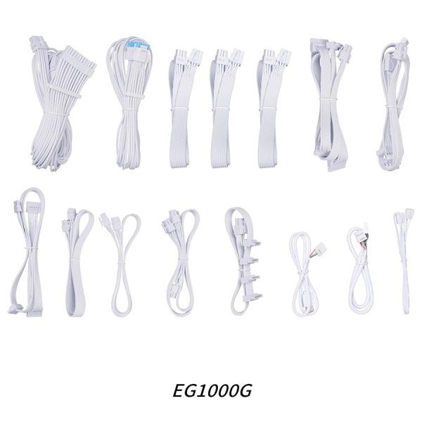 مزود طاقة LIAN LI EG1000G Edge, بقدرة 1000 واط, كفاءة 80+ Gold, تصميم L-Shape, دعم معيار ATX 3.1, كابلات قابلة للفصل Fully Modular لسهولة التركيب - أبيض