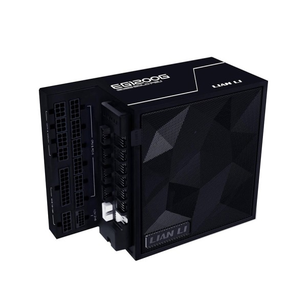 LIAN LI EG1200G Edge power supply, L-Shape design, 1200 watt, ATX 3.1, 80+ Gold efficiency, fully modular design - Black LIAN LI EG1200G Edge power supply, L-Shape design, 1200 watt, ATX 3.1, 80+ Gold efficiency, fully modular design - Black