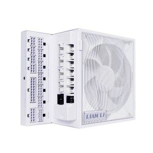 مزود طاقة LIAN LI EG1200G Edge, بقدرة 1200 واط, كفاءة 80+ Gold, تصميم L-Shape, دعم معيار ATX 3.1, كابلات قابلة للفصل Fully Modular لسهولة التركيب - أبيض