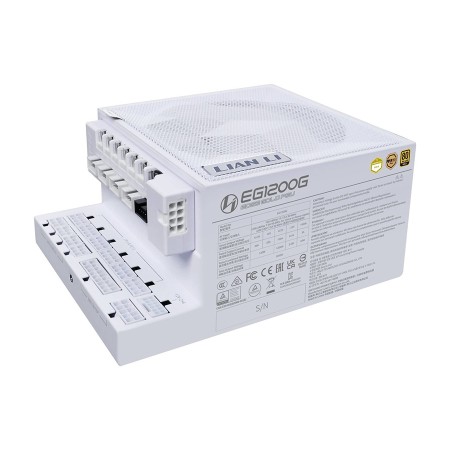 LIAN LI EG1200G Edge power supply, L-Shape design, 1200 watt, ATX 3.1, 80+ Gold efficiency, fully modular design - White
