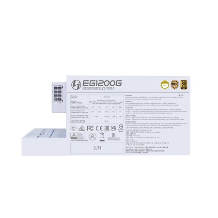 LIAN LI EG1200G Edge power supply, L-Shape design, 1200 watt, ATX 3.1, 80+ Gold efficiency, fully modular design - White