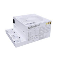 LIAN LI Edge EGO850G power supply,  L-Shape design, 850 watt, ATX 3.1, 80+ Gold efficiency, fully modular design - White