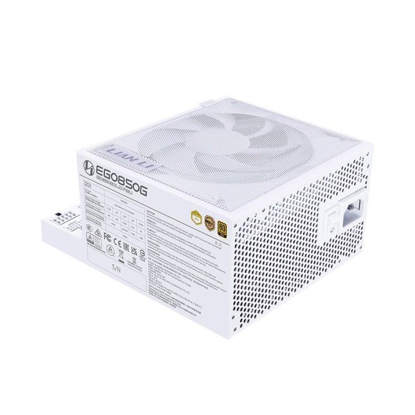مزود طاقة LIAN LI Edge EGO850G, بقدرة 850 واط, كفاءة 80+ Gold, تصميم L-Shape,  دعم معيار ATX 3.1, كابلات قابلة للفصل Fully Modular لسهولة التركيب - أبيض