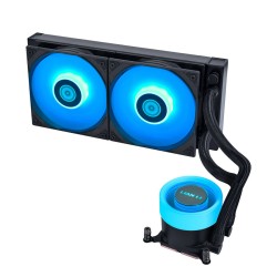 مبرد مائي احترافي Lian Li GA II Lite 240 RGB, حجم 240 ملم مع مروحتين 120مم بإضاءة ARGB, إضاءة تدعم المزامنة مع اغلب اللوحات, متوافق مع معالجات AMD وIntel - أسود