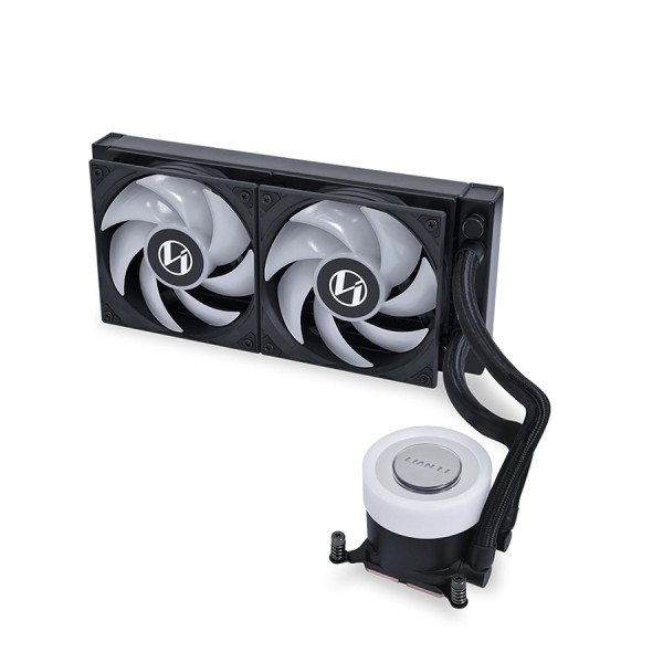 مبرد مائي احترافي Lian Li GA II Lite 240 RGB, حجم 240 ملم مع مروحتين 120مم بإضاءة ARGB, إضاءة تدعم المزامنة مع اغلب اللوحات, متوافق مع معالجات AMD وIntel - أسود