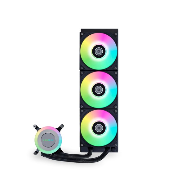 مبرد مائي احترافي ian Li GA II Lite 360 RGB, حجم 360 ملم مع 3 مراوح 120مم بإضاءة ARGB,  إضاءة تدعم المزامنة مع اغلب اللوحات,  متوافق مع معالجات AMD وIntel - أسود