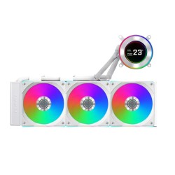 مبرد مائي احترافي Lian Li HydroShift II LCD-C 360CL, حجم 360 ملم مع 3 مراوح 120مم بإضاءة ARGB, إضاءة تدعم المزامنة , متوافق مع معالجات AMD وIntel - أبيض