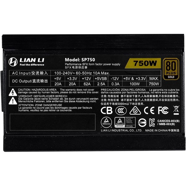 LIAN LI 750W SFX Form Factor POWER SUPPLY 80+ GOLD- BLACK- باور سبلاي ليان لي جولد صغير