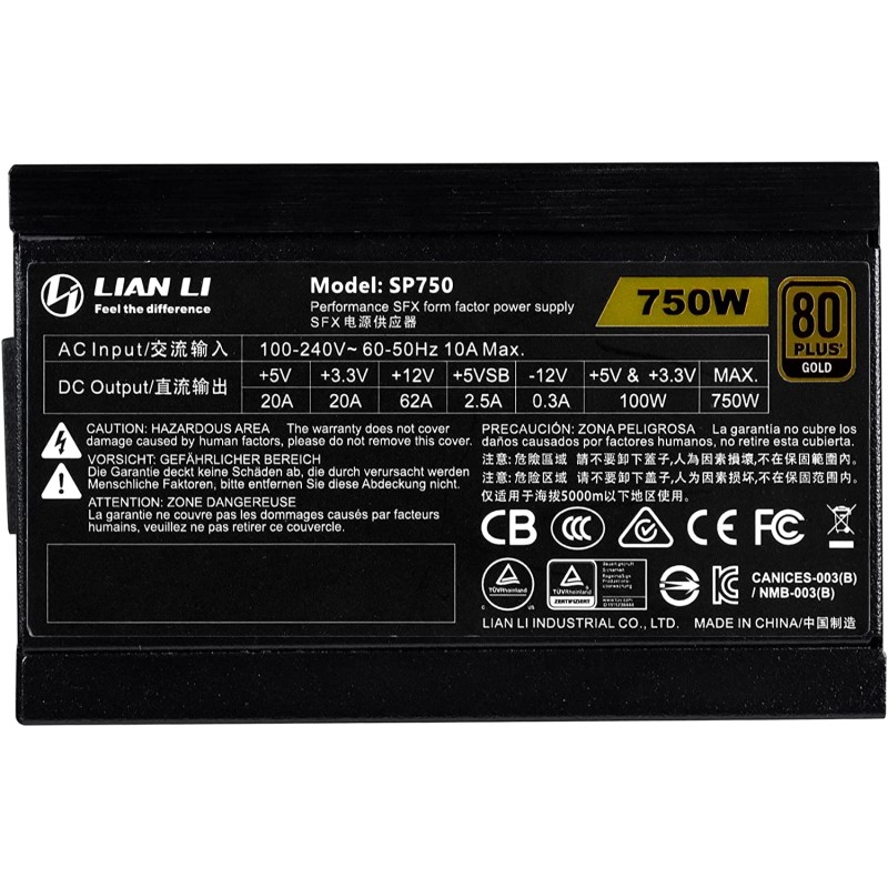 LIAN LI 750W SFX Form Factor POWER SUPPLY 80+ GOLD- BLACK